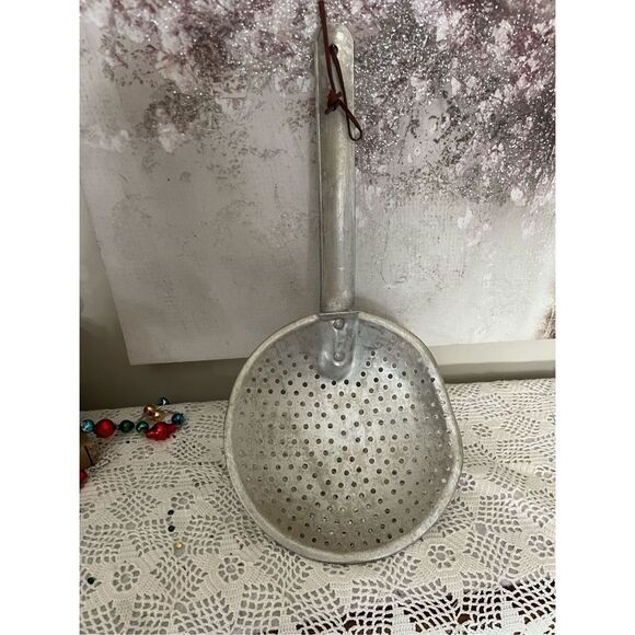 Vintage Other - Vintage Primitive Aluminum Kitchen hand Strainer Cottage core rusty crusty